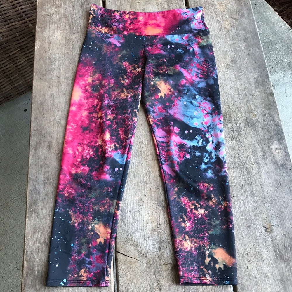 Onzie Galaxy Capri Miguel Leggings Pink Black XS - Picture 2 of 8
